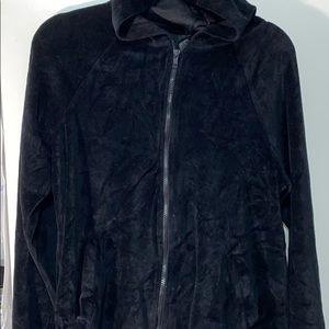 Black velvet zip-up hoodie